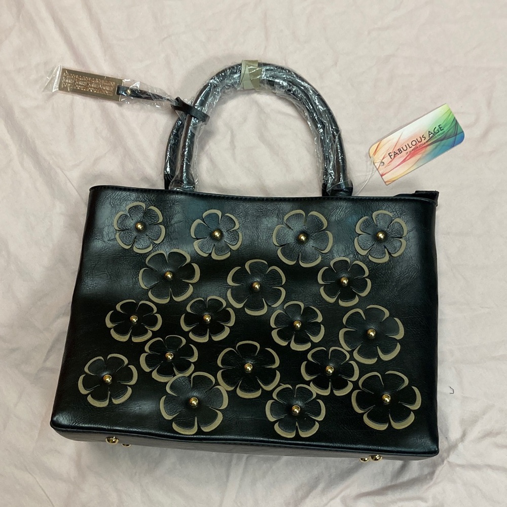 Black Floral Tote Bag